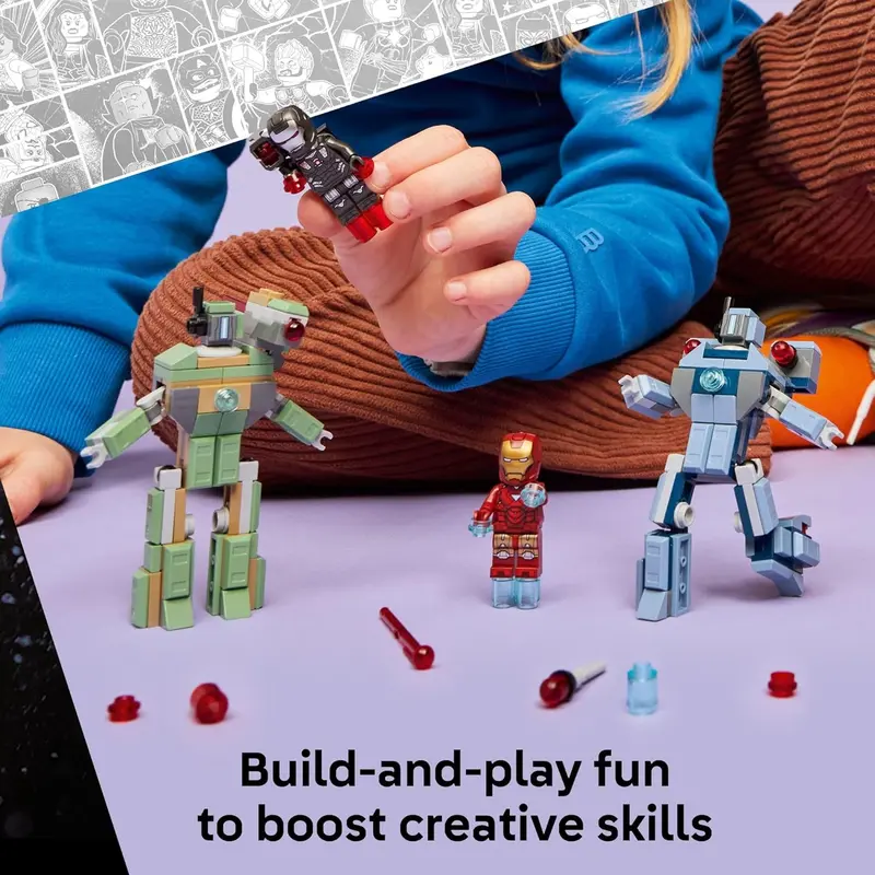 לגו גיבורי על איירון מן ומכונת מלחמה נגד רובוטי האמר 76320 - Lego