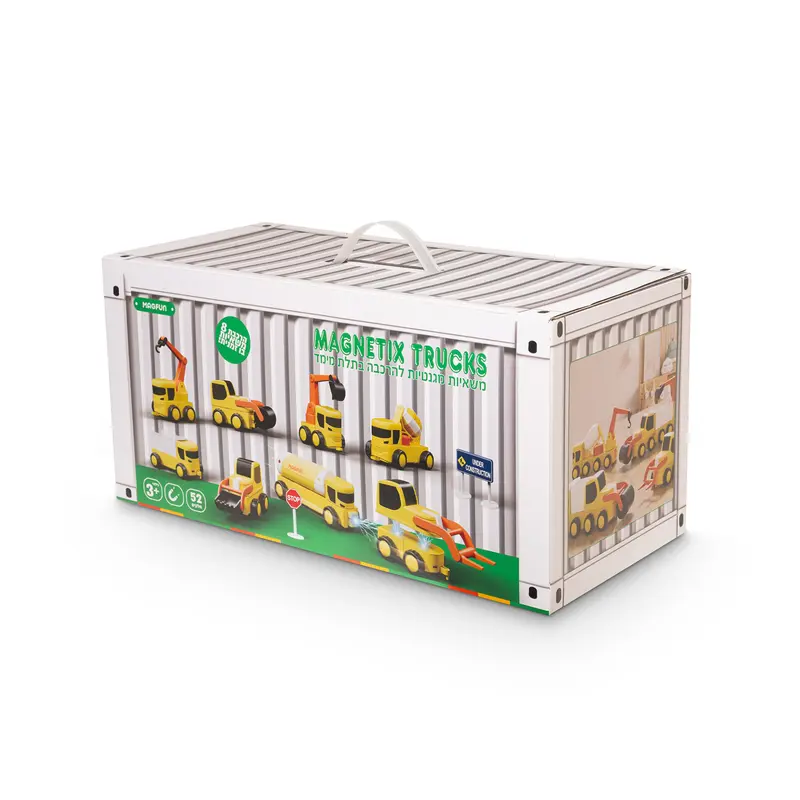משאיות עבודה מגנטיות מודולאריות – ערכת 52 חלקים – Magnetix Trucks