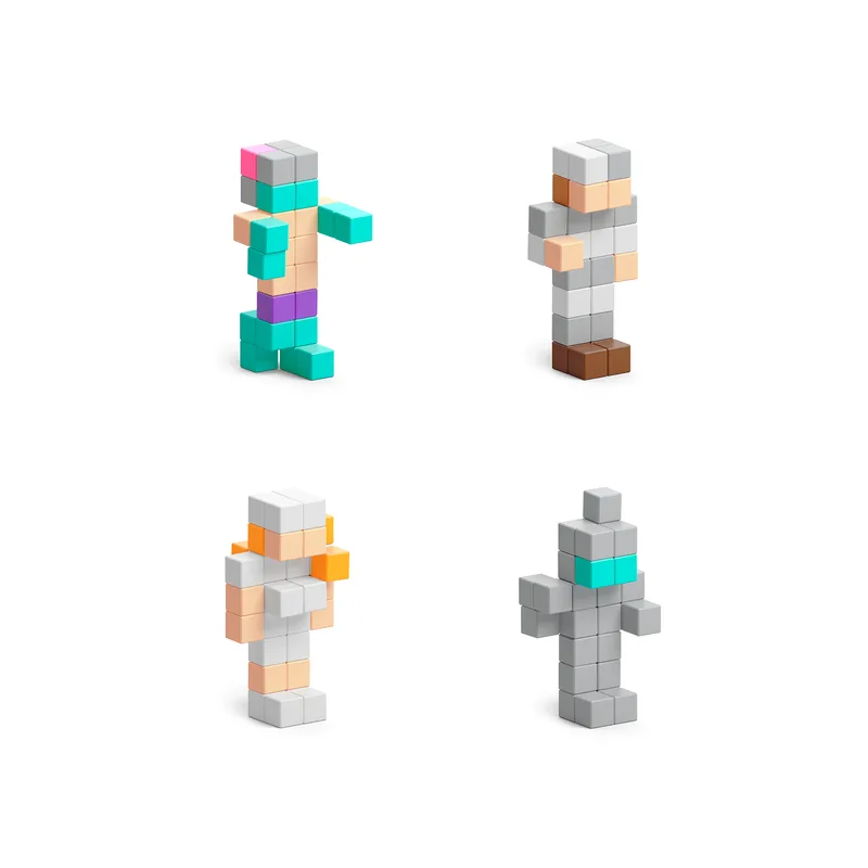 פיקסיו קוביות מגנטיות - מארז הפתעה - דמויות קטנות 2 - PIXIO