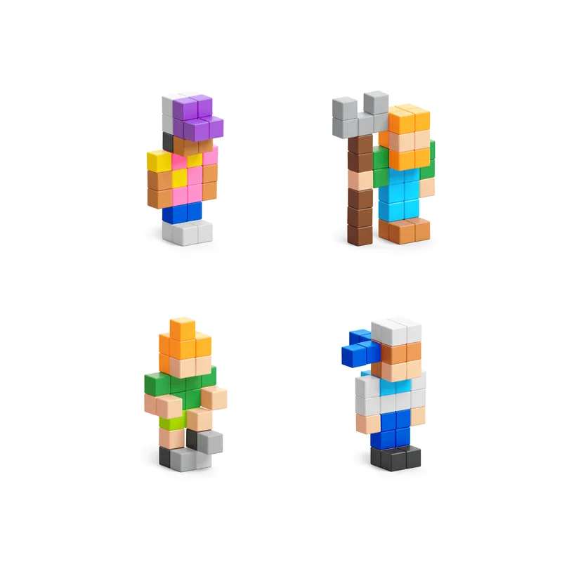 פיקסיו קוביות מגנטיות - מארז הפתעה - דמויות קטנות 2 - PIXIO