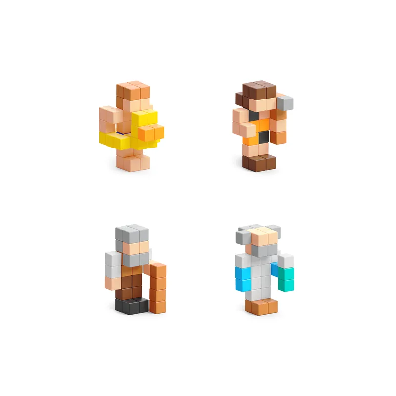 פיקסיו קוביות מגנטיות - מארז הפתעה - דמויות קטנות 2 - PIXIO
