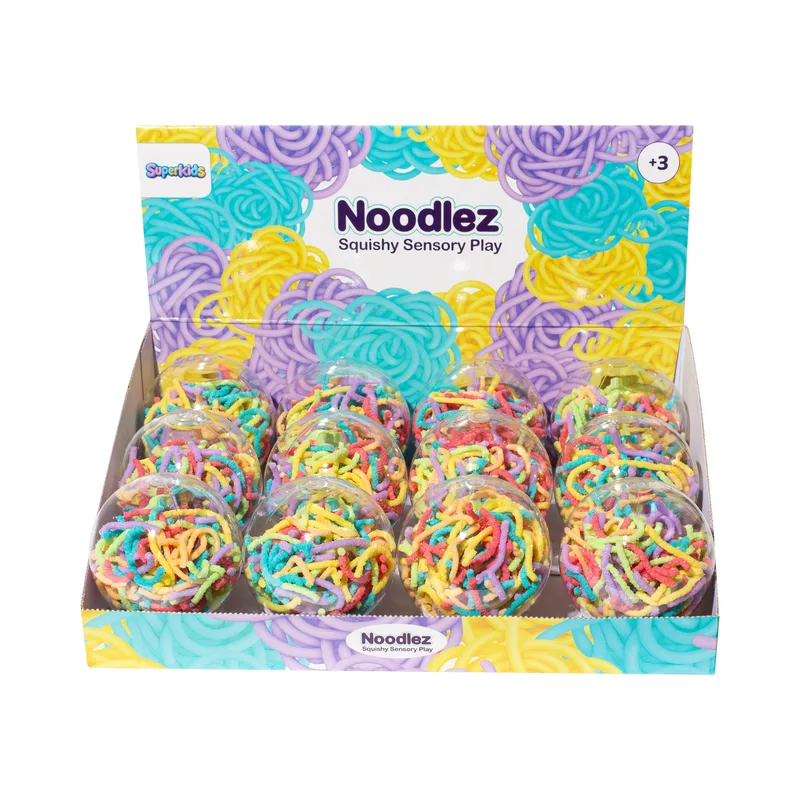 Noodlez – משחק סנסורי נודלס – קופסה עגולה 50 גרם – מיקס צבעים - Superkids