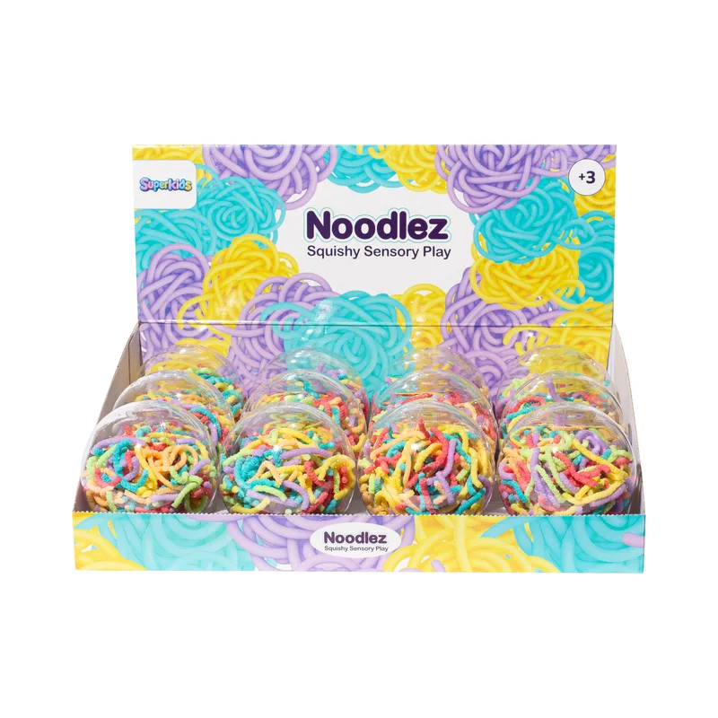 Noodlez – משחק סנסורי נודלס – קופסה עגולה 50 גרם – מיקס צבעים - Superkids