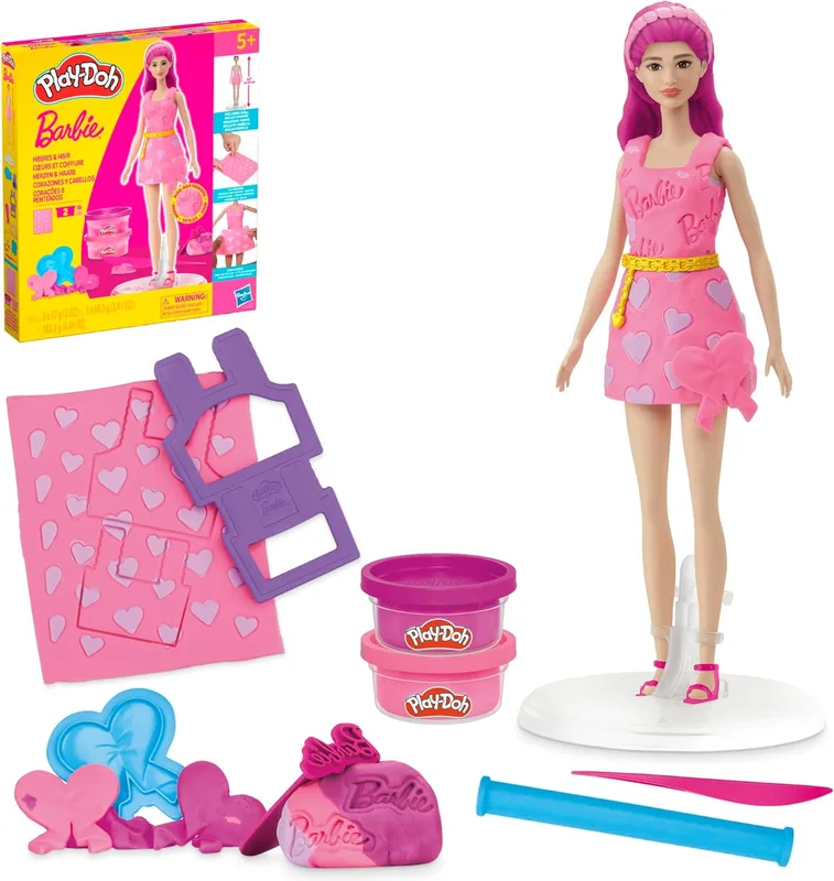 פליידו בובת ברבי אביזרי אופנה לבבות ושיער - Play-Doh
