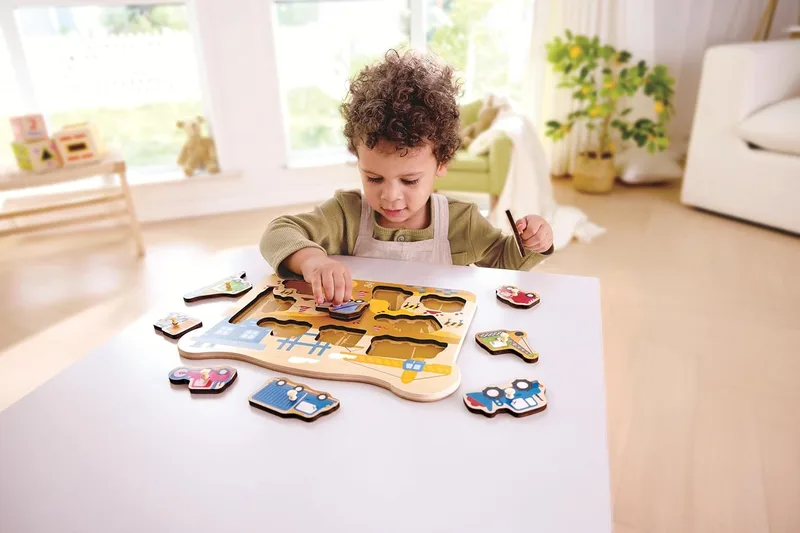 פאזל צורות כלי תחבורה בנייה - Hape