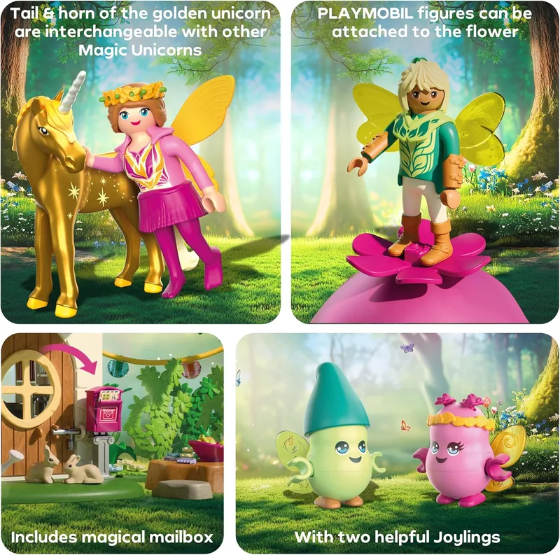 פליימוביל בית פיות נעים עם חד קרן זהוב 71838 - Playmobil