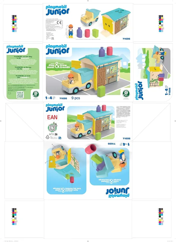 פליימוביל ג';וניור משאית בנייה עם מוסך 71686 - Playmobil