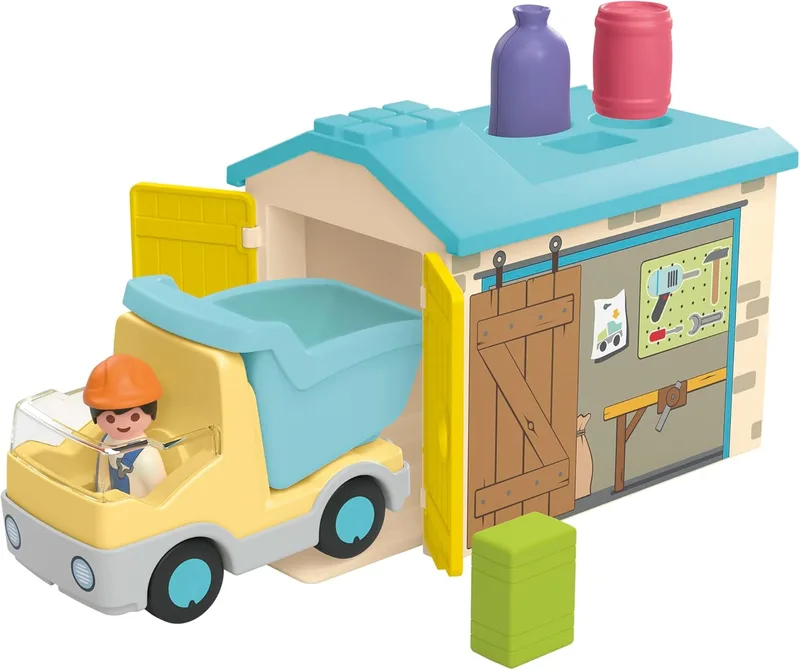 פליימוביל ג';וניור משאית בנייה עם מוסך 71686 - Playmobil