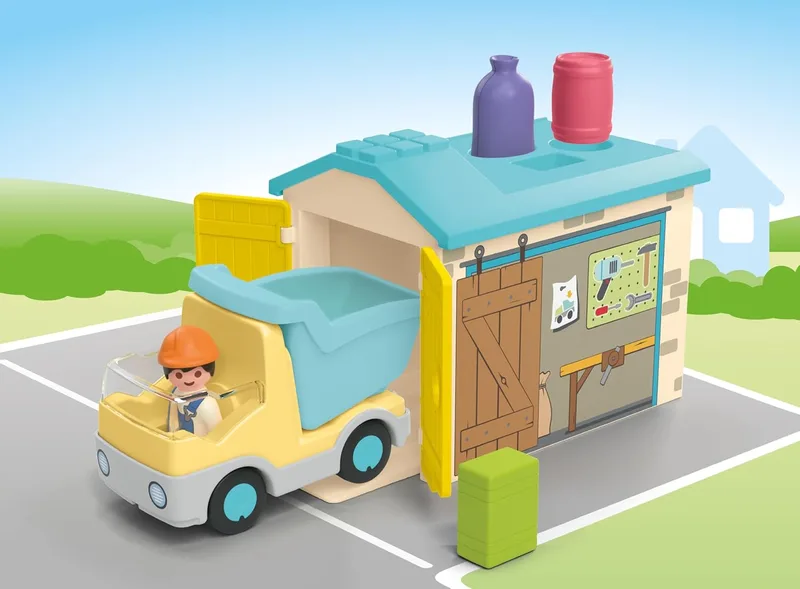 פליימוביל ג';וניור משאית בנייה עם מוסך 71686 - Playmobil