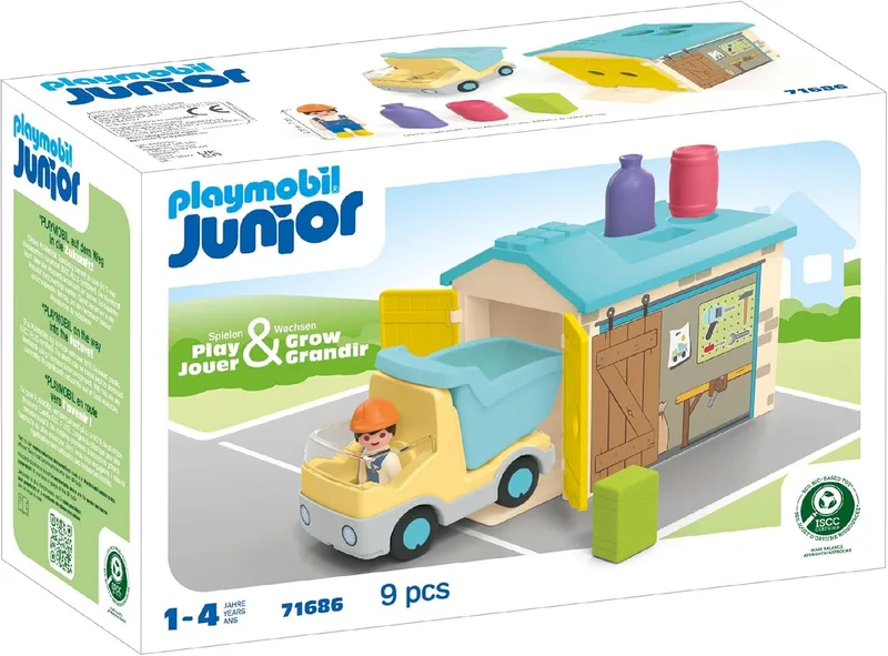 פליימוביל ג';וניור משאית בנייה עם מוסך 71686 - Playmobil