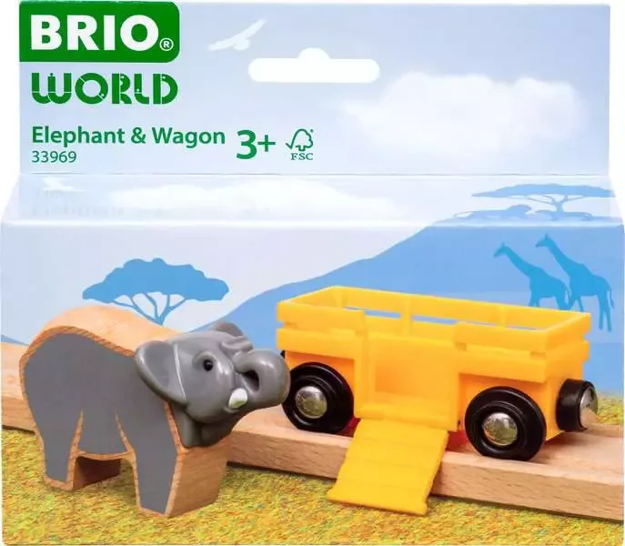 בריו קרון צהוב עם פיל 33969 - Brio