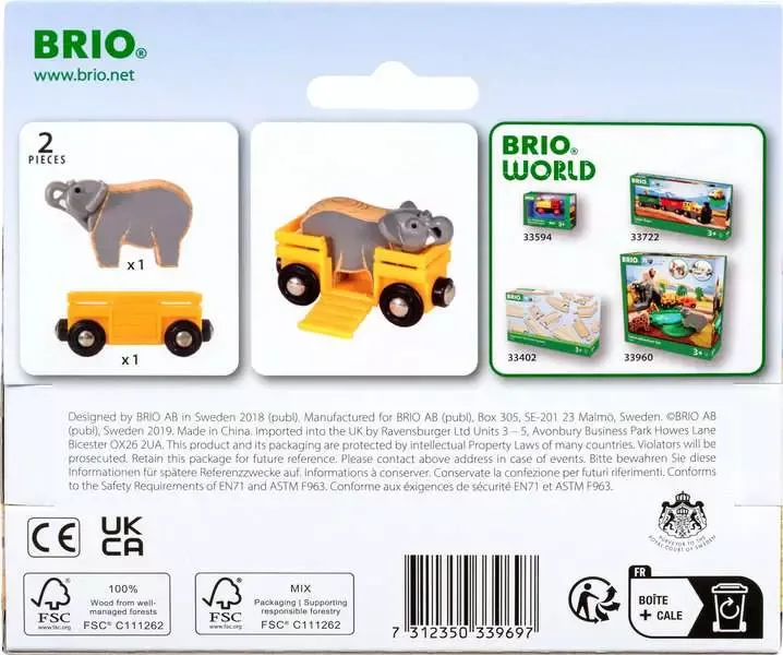 בריו קרון צהוב עם פיל 33969 - Brio