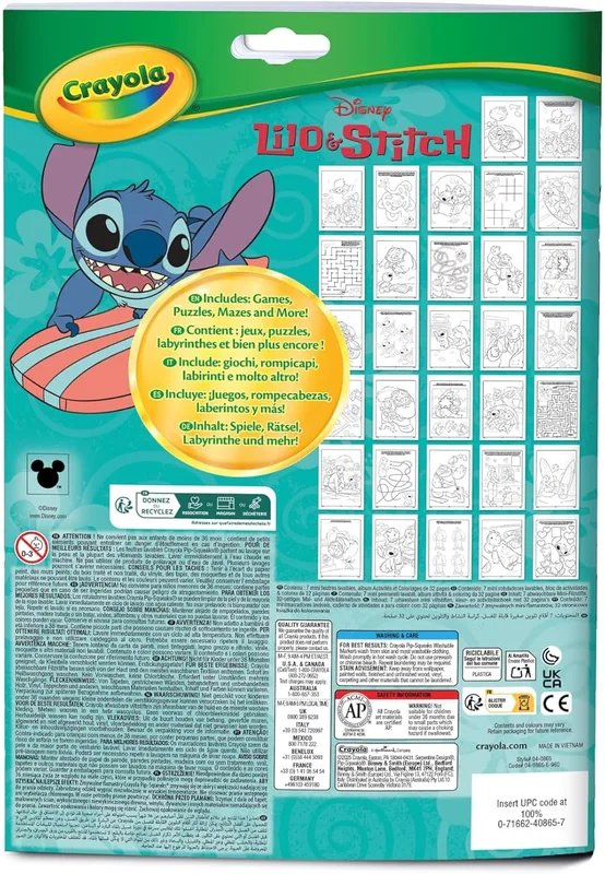 קריולה - 32 דפי צביעה ויצירה לילו וסטיץ כולל 7 טושים רחיצים - Crayola