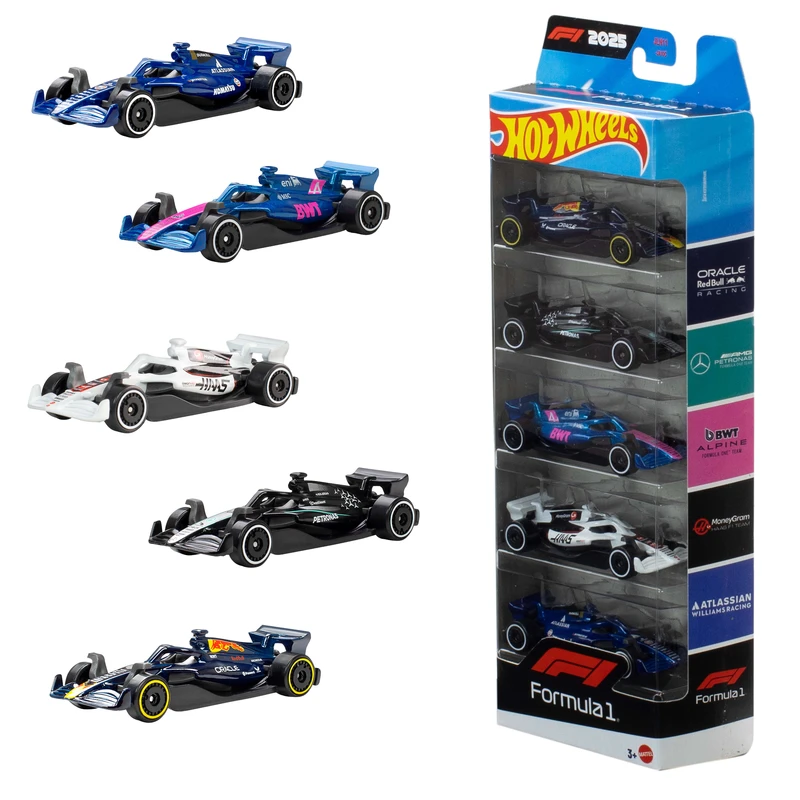הוט ווילס מארז 5 מכוניות פורמולה 1 - 2025 - Hot Wheels