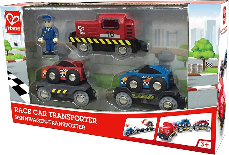 רכבת להובלת מכוניות מירוץ עם קרונות - Hape