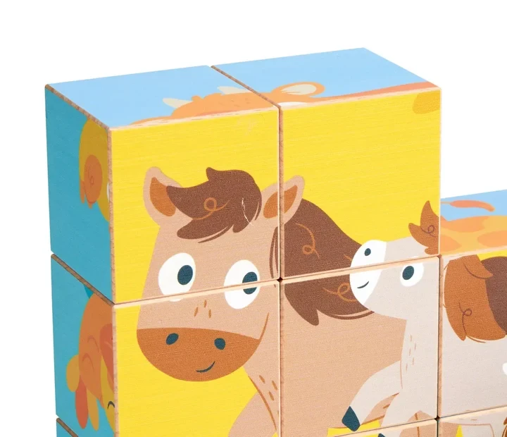 פאזל קוביות חיות חווה - Hape