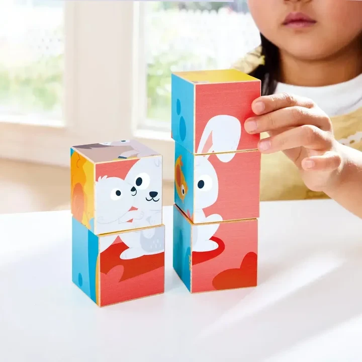 פאזל קוביות חיות חווה - Hape
