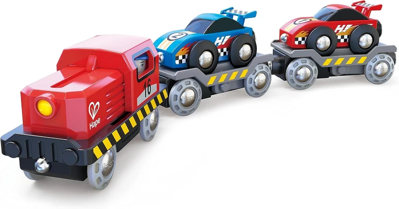 רכבת להובלת מכוניות מירוץ עם קרונות - Hape