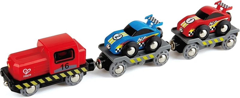 רכבת להובלת מכוניות מירוץ עם קרונות - Hape