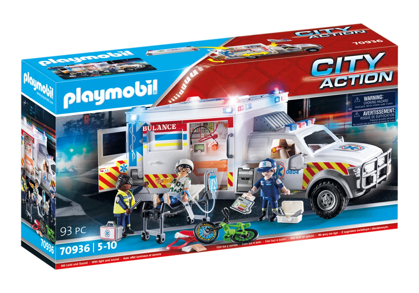 פליימוביל אמבולנס עם אורות וצלילים 70936 - Playmobil