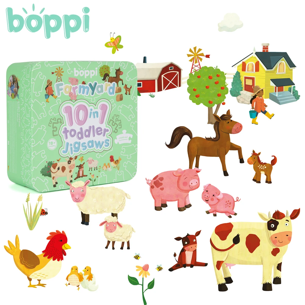 10 פאזלים באחד לקטנטנים - בחווה - Boppi