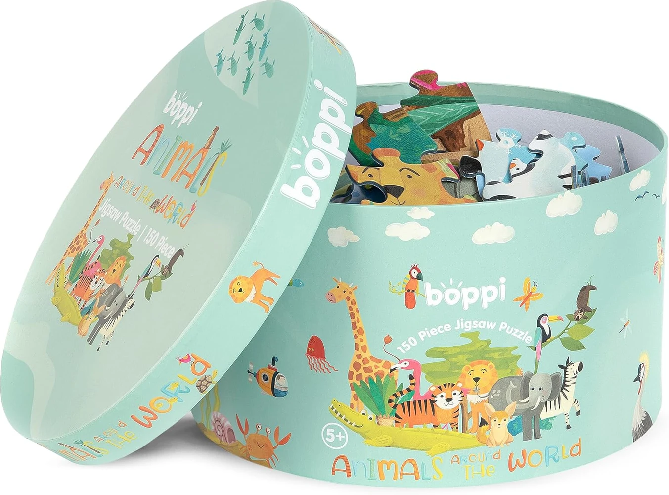 פאזל עגול 150 חלקים - חיות מסביב לעולם - Boppi