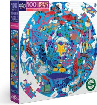 פאזל עגול 100 חלקים ייצורי הים - Eeboo