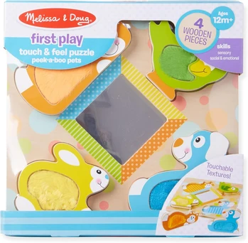 פאזל מגע ומישוש עם 4 דמויות חיות ומראה - Melissa and Doug