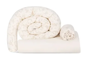 סט מצעים לעריסה - Forest Mist שמנת מודפס - Minene