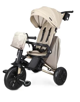 תלת אופן מתקפל 7 ב-1 בעל משענת מתכווננת בז - Minene