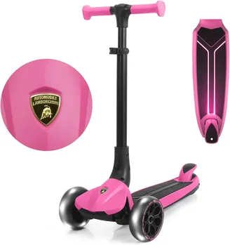 קורקינט למבורגיני מתקפל ורוד עם לד - kick n roll