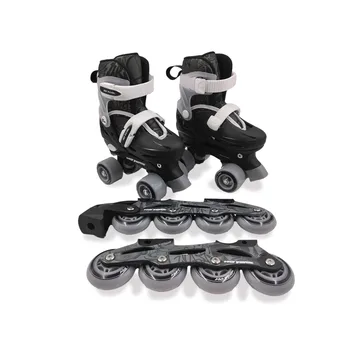 קומבו סקייט ורולר 2 ב-1 אפור שחור במידה 30-33 - NO FEAR