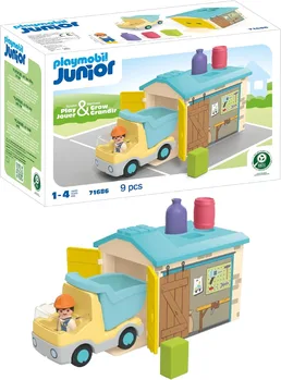 פליימוביל ג'וניור משאית בנייה עם מוסך 71686 - Playmobil