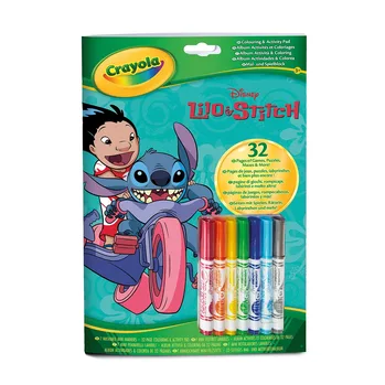 קריולה - 32 דפי צביעה ויצירה לילו וסטיץ כולל 7 טושים רחיצים - Crayola
