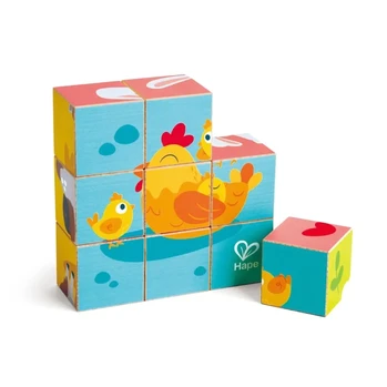 פאזל קוביות חיות חווה - Hape