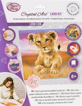 אומנות קריסטל - כרטיס ברכה 18×18 - גור אריות - Craft Buddy