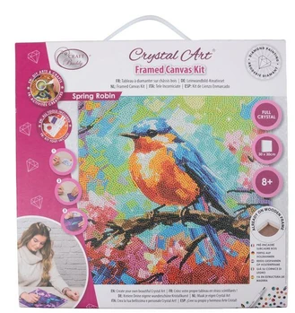 אומנות קריסטל - קנבס 30×30 - ציפור אביב - Craft Buddy
